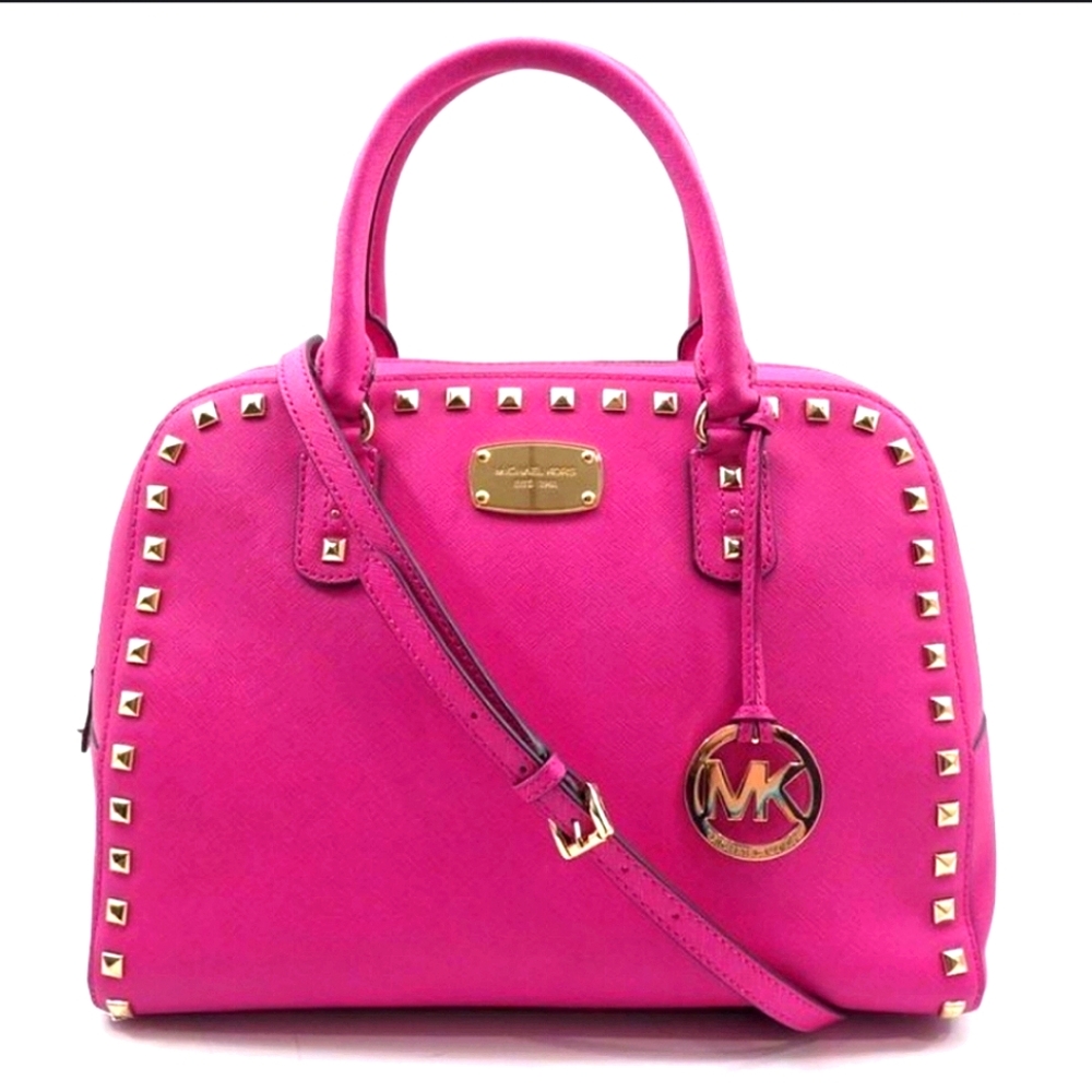 Michael Kors Jet Set Travel Saffiano Studded Satchel